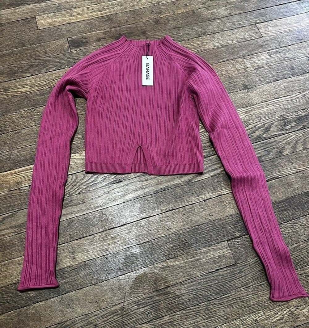 Garage mock neck bodycon cropped sweater small fitted ribbed material